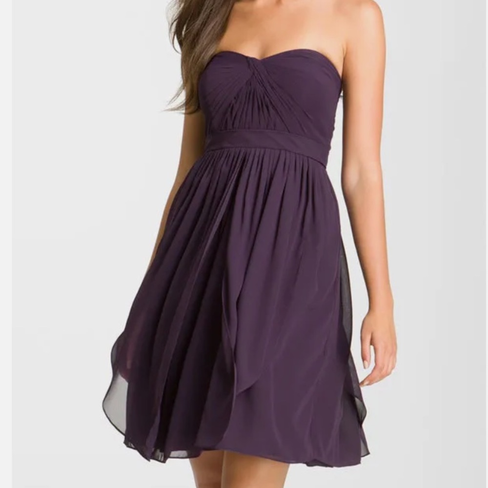 Jenny Yoo Strapless Plum Dress, Size-4, Never Worn, tags attached